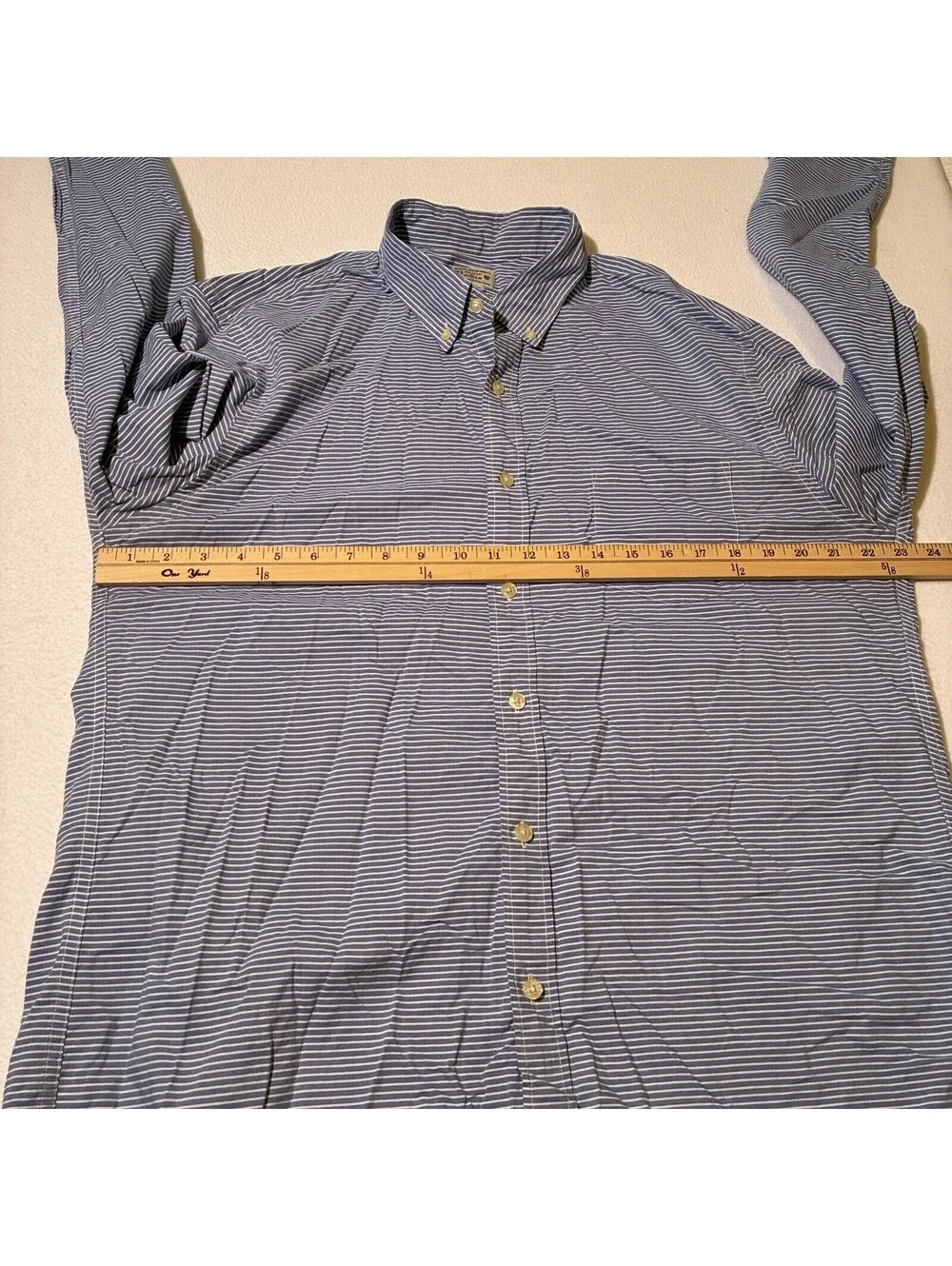 J.Crew Men's Blue White Striped Long Sleeve Woven Cotton Button Down Shirt XL